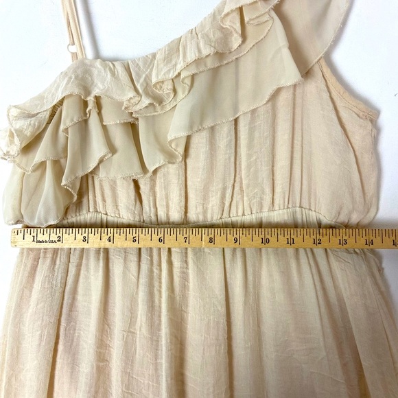Miss Lili Womens Cream One shoulder Ruffle Dress SzL (sku331) - Picture 11 of 14